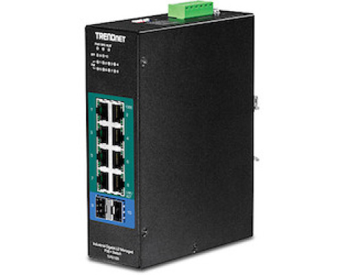 TRENDNET  TI-PG102I   10-Port Industrial Gigabit L2 Managed PoE+ DIN-Rail Switch 24 - 57V