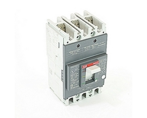 ABB  A1A015TW   3 pole, 15 amps rated at 240V AC and 250V DC, fixed trip point molded case circuit breaker, with a thermal magnetic trip device and 10kA at 240V AC and 5kA at 250V DC interrupt current rating