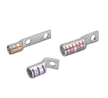 THOMAS & BETTS  54206NT0310                 Copper Two-hole Lug, Standard Barrel - Narrow Tongue, Peep Hole, Max 35kv, Wire Size #4 AWG, #10 Bolt Size, 5/8 Inch Spacing, Tin Plated, Gray 29