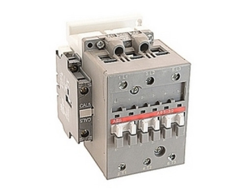 ABB  A63-30-11-34   3 pole, 115 amp, non-reversing across the line contactor with 208V AC coil and 1 NO and 1 NC auxiliary contacts