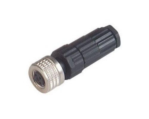 HIRSCHMANN 933366100  ELKA 3008 V; Straight Cable Socket, unassembled, strain relief by means of clamping cage, 3 contacts, female, M 9.5x1, IEC 61076-2-101 Ed. 1 / IEC 60947-5-2, black housing, 3A 60V AC/DC