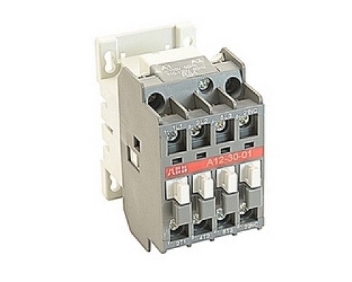 ABB  A12-30-01-84   3 pole, 27 amp, non-reversing across the line contactor with 110-120V AC coil and 1 NC auxiliary contact