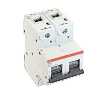 ABB  S802S-K16   2 pole, 16 amps rated at 690 V AC, IEC series high performance circuit breaker with thermal-magnetic trip device, K trip curve, and 50kA interrupt current rating