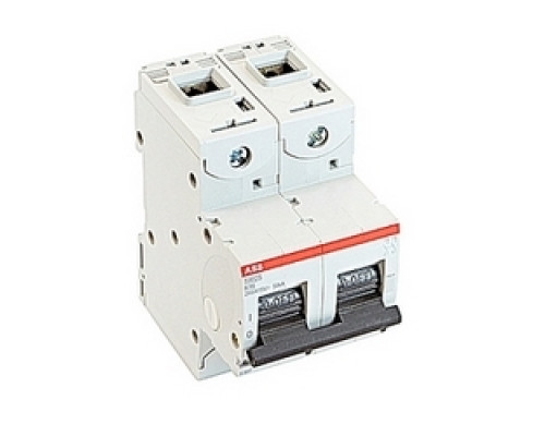 ABB  S802S-K16   2 pole, 16 amps rated at 690 V AC, IEC series high performance circuit breaker with thermal-magnetic trip device, K trip curve, and 50kA interrupt current rating