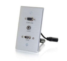 C2G  CG60152  CG60152                 Optical Runner Wallplate Transmitter, 1-Gang, HDMI Female/VGA Female/3.5 MM Stereo Female to RapidRun Optical Female/VGA Female/3.5 MM Stereo Female, Aluminum