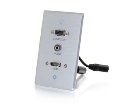 C2G  CG60152  CG60152                 Optical Runner Wallplate Transmitter, 1-Gang, HDMI Female/VGA Female/3.5 MM Stereo Female to RapidRun Optical Female/VGA Female/3.5 MM Stereo Female, Aluminum