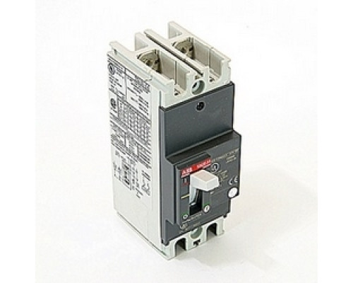 ABB  A1N070TW-2   2 pole, 70 amps rated at 240V AC and 250V DC, fixed trip point molded case circuit breaker, with a thermal magnetic trip device and 25kA at 240V AC and 10kA at 250V DC interrupt current rating