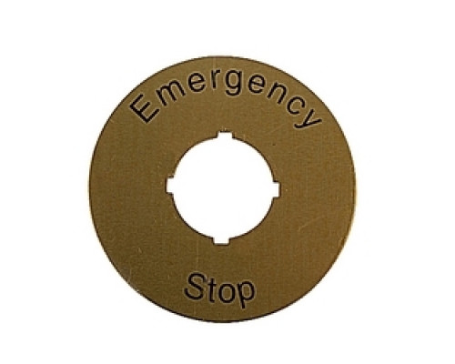 ABB  CA6-1026   E-Stop Legend Plate Yellow Aluminum, 60mm