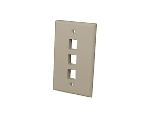 VANCO  823841                 Multi-Media Keystone Wall Plates, 3 Ports & Light Almond