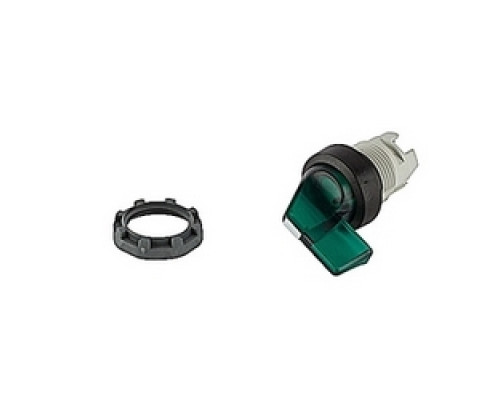 ABB  M3SS8-11G   Modular 2 position selector switch with green illuminated actuator and 22mm mounting, actuator position is momentary with spring return from A to B