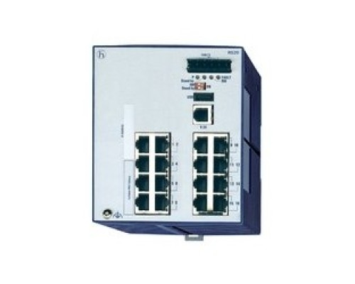HIRSCHMANN  943434024   16 port Fast-Ethernet Compact OpenRail Switch, managed, software Layer 2 Professional, for DIN rail store-and-forward-switching, fanless; 16 ports in total; 1. uplink: 10/100BASE-TX, RJ45; 2. uplink: 10/100BASE-TX, RJ45; 14 x 1