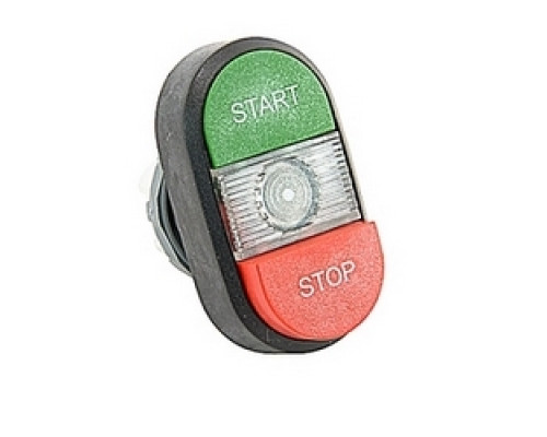 ABB  MPD15-11C   Modular green and red illuminated double pushbutton with START/STOP markings, clear indicator light and 22mm mounting