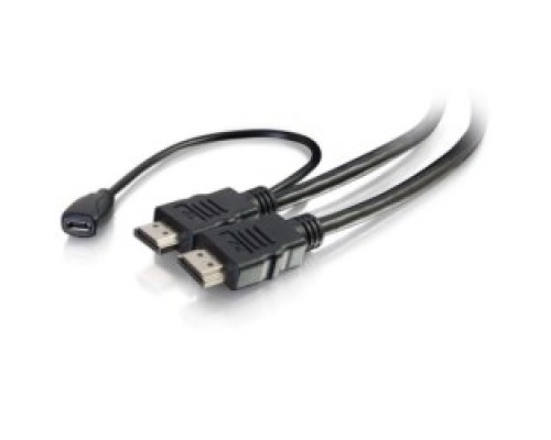 C2G  CG56790  CG56790                 HDMI Cable, High Speed, Male/USB Micro-B Female to Male/USB-A Male/USB Micro-B Male, 4K at 60 Hertz Resolution, 30 Volt, 6’ Length, PVC Black Jacket, With Built-In Power Inserter
