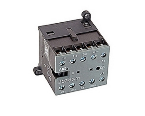 ABB  BC7-30-01-07   3 pole, plus 1 NC auxiliary contact, 16 amp, non-reversing miniature contactor, 12V DC coil and screw terminals