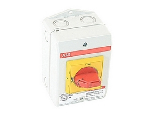 ABB  EOT32U3P3-S1   3 pole, 32 amps rated at 600 V AC, UL 508, enclosed non-fusible disconnect switch in a UL/NEMA 3R/12 plastic enclosure