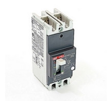 ABB  A1N050TW-2   2 pole, 50 amps rated at 240V AC and 250V DC, fixed trip point molded case circuit breaker, with a thermal magnetic trip device and 25kA at 240V AC and 10kA at 250V DC interrupt current rating