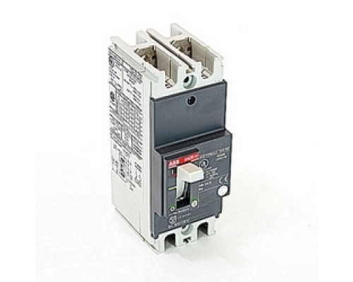 ABB  A1N050TW-2   2 pole, 50 amps rated at 240V AC and 250V DC, fixed trip point molded case circuit breaker, with a thermal magnetic trip device and 25kA at 240V AC and 10kA at 250V DC interrupt current rating