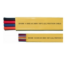 APPROVED MANUFACTURERS 4EF-0404-PVC      Festoon, Extra flexible bare stranded copper conductors, Polyvinyl Chloride PVC insulation, Polyvinyl Chloride PVC jacket overall, Flat construction, 105C, 600V.