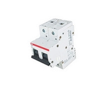 ABB  S802S-K20   2 pole, 20 amps rated at 690 V AC, IEC series high performance circuit breaker with thermal-magnetic trip device, K trip curve, and 50kA interrupt current rating