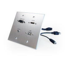COMPREHENSIVE CONNECTIVITY WPPT-HVAB2-AC         HDMI, VGA, 3.5mm Audio, USB-B to USB-A, dual-gang wall plate pass through with pigtails, Aluminum
