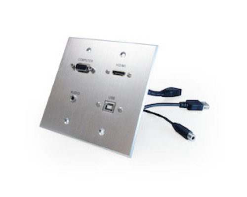 COMPREHENSIVE CONNECTIVITY WPPT-HVAB2-AC         HDMI, VGA, 3.5mm Audio, USB-B to USB-A, dual-gang wall plate pass through with pigtails, Aluminum