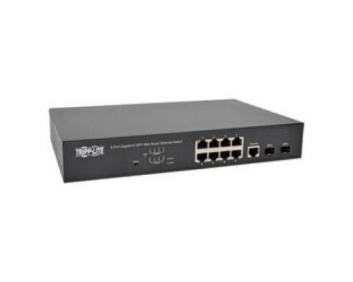 TRIPP LITE  NGS8C2   8 10/100/1000Mbps Port Gigabit L2 Web-Smart Managed Switch, 2 Dedicated Gigabit SFP Slots, 20 Gbps, Web Interface