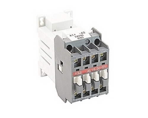 ABB  AL16-30-01-81   3 pole, 30 amp, non-reversing across the line contactor with 24V DC coil and 1 NC auxiliary contact