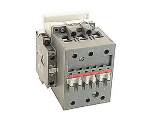 ABB  A63-30-11-81   3 pole, 115 amp, non-reversing across the line contactor with 24V AC coil and 1 NO and 1 NC auxiliary contacts