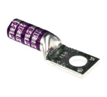 THOMAS & BETTS  54965BE04PH                 Copper One-Hole Lug, Long Barrel, Peep Hole, Max 35kV, Wire Size 3/0 AWG, 1/4 in Bolt Size, Tin Plated, Die Code 50, Orange