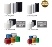 PATLITE USA CORPORATION LR7-02WTNU  70mm diameter UL CE IP65 24V DC, Base Unit, Direct Mount/Terminal, No Flashing/Buzzer, Silver