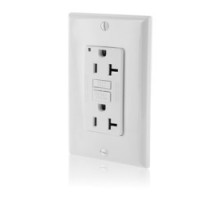 LEVITON  GFNT2-W                 20 Amp, 125 Volt Receptacle/Outlet, 20 Amp Feed-through, Self-test SmartLock Pro Slim GFCI, Monochromatic, Back / Side Wired, Wallplate/Faceplate And Self Grounding Clip Included - White