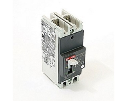 ABB  A1A050TW-2   2 pole, 50 amps rated at 240V AC and 250V DC, fixed trip point molded case circuit breaker, with a thermal magnetic trip device and 10kA at 240V AC and 5kA at 250V DC interrupt current rating
