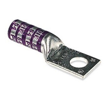 THOMAS & BETTS  54970BE                 Copper One-Hole Lug, Long Barrel, Blind End, Max 35kV, Wire Size 4/0 AWG, 1/2 in Bolt Size, Tin Plated, Die Code 54, Purple