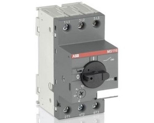 ABB  MS116-2.5   Manual Motor Starter, DIN Rail, Rotary Handle Actuator, ON/OFF Indication, 690 Volt AC, 2.5 Ampere, 0.75 Kilowatt, 50/60 Hertz, 3-Pole, IP20