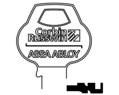 CORBIN RUSSWIN INC  N7-6PIN-10                 Door Lock Key Blank, Obverse, Cylinder, Single-Section, Standard, 6-Pin, N-Class Bitting, Coined Logo Bow