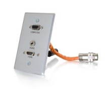 C2G  CG60153  CG60153                 Optical Runner Wallplate Transmitter, 1-Gang, HDMI Female/VGA Female/3.5 MM Stereo Female to RapidRun Optical Female/15-Pin Male, Aluminum