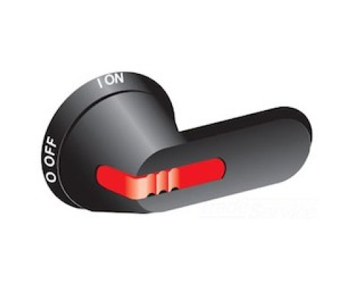 ABB  OHB65J6B   Padlockable with 3 padlocks in the OFF-position, door interlock in the ON-position. Units/type = 1 pcs. Screw fixing from the back side of the handle, no screws on the front, ensures double insulation, black.