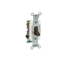 LEVITON  CS220-2                 20 Amp, 120/277 Volt, Toggle Double-Pole AC Quiet Switch, Commercial Spec Grade, Grounding, Side Wired - BROWN