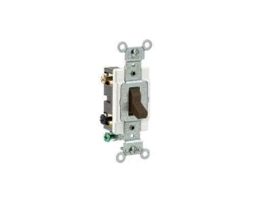 LEVITON  CS220-2                 20 Amp, 120/277 Volt, Toggle Double-Pole AC Quiet Switch, Commercial Spec Grade, Grounding, Side Wired - BROWN