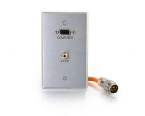 C2G  60102  CG60102                 Multi-Format Wallplate, 1-Gang, VGA Female/RCA Composite Video Female to RapidRun 15-Pin Male, Aluminum