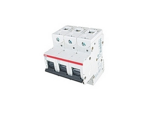 ABB  S803S-K125   3 pole, 125 amps rated at 690 V AC, IEC series high performance circuit breaker with thermal-magnetic trip device, K trip curve, and 50kA interrupt current rating