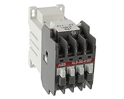 ABB  AL93001RT-87   21 amp DC controlled 3 pole ring tongue contactor with a 125V DC coil and 1 NC auxiliary contact