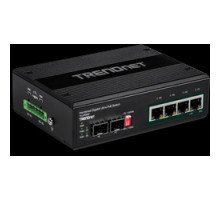 TRENDNET  TI-UPG62   6-port Hardened Industrial Gigabit Ultra PoE DIN-Rail Switch