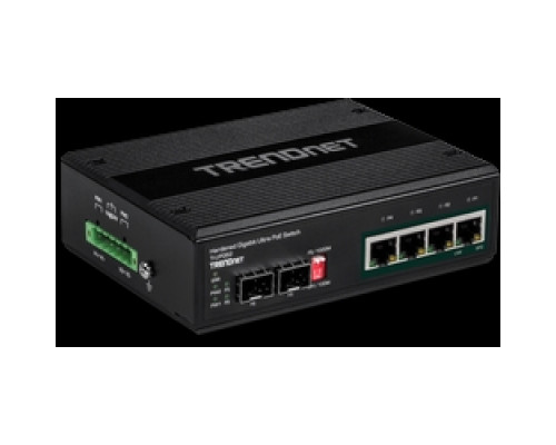 TRENDNET  TI-UPG62   6-port Hardened Industrial Gigabit Ultra PoE DIN-Rail Switch