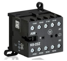 ABB  K6-22Z-01   Mini Contactor Relay, 690 Volt Auxiliary/Insulation, 24 Volt AC Circuit, 4 Ampere at 240 Volt AC, 2.5 Ampere at 24 Volt DC, 4-Pole, 2NO-2NC