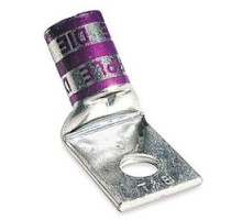 THOMAS & BETTS  54115NTUF06                 Copper One-Hole Lug, 45 Degree Bend Standard Barrel, Narrow Tongue, Peep Hole, Max 35kV, Wire Size 350 kcmil, 3/8 in Bolt Size, Tin Plated, Die Code 71, Red