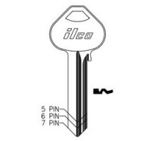 KABA ILCO CORP  A1011D1 NP A02  RU46                 Cylinder Lock Key Blank, 6-Pin, Sectional, Brass, Nickel Plated, 2 Price Group, For Corbin/Russwin