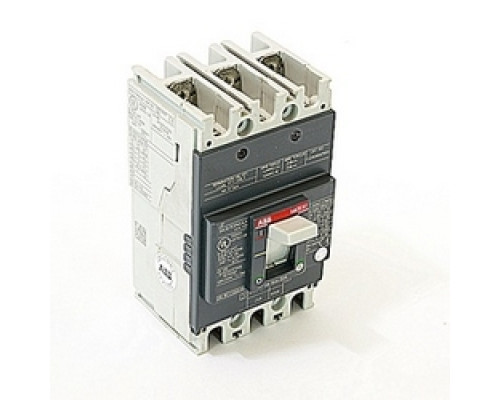 ABB  A1A090TW   3 pole, 90 amps rated at 240V AC and 250V DC, fixed trip point molded case circuit breaker, with a thermal magnetic trip device and 10kA at 240V AC and 5kA at 250V DC interrupt current rating