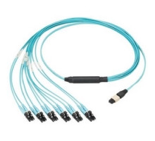 PANDUIT FZ8RP8NQSVNF011  HD Flex Fiber Round Harness, OM4, 8-Fiber, OFNP Plenum , PanMPO M to Push/Pull Duplex LC, 24in Breakout, Optimized IL, Aqua Jacket, 11ft