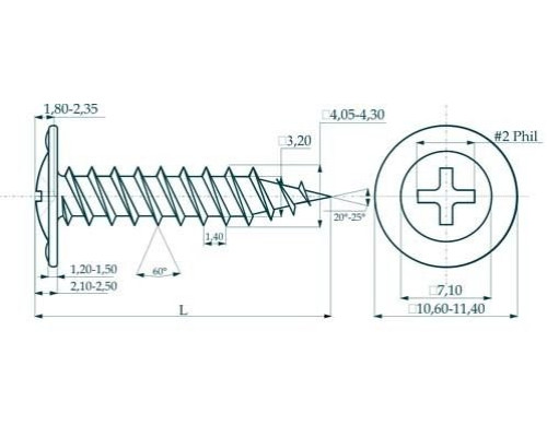 Self-tapping screws 4.2x16 hemisphere-press washer, zinc (1000 pcs)